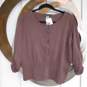 Brown Cardigan with 3/4 sleeve. Size Lg